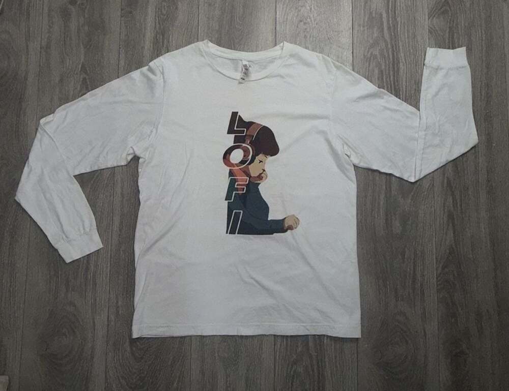 Bella+Canvas Lofi Girl Graphic Long Sleeve T-Shirt Size Large